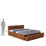Evora Sheesham Wood Bed with Box Storage in Natural Finish - Image 4