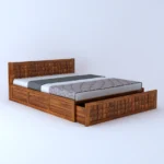 Evora Sheesham Wood Bed with Box Storage in Natural Finish - Image 5