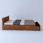 Evora Sheesham Wood Bed with Box Storage in Natural Finish - Image 6