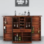 Fairhaven Sheesham Wood Bar Cabinet in Scratch Resistant Rustic Teak Finish