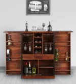 Fairhaven Sheesham Wood Bar Cabinet in Scratch Resistant Rustic Teak Finish