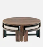 Fairview Round Coffee Table in Antique Teak Finish - Image 4