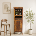 Foxwood Sheesham Wood Bar Cabinet in Scratch Resistant Dark Walnut Finish