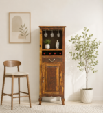 Foxwood Sheesham Wood Bar Cabinet in Scratch Resistant Dark Walnut Finish