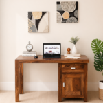 Grayson Sheesham Wood Study Table with Keyboard Tray in Classic Walnut Finish