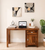 Grayson Sheesham Wood Study Table with Keyboard Tray in Classic Walnut Finish