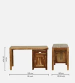 Grayson Sheesham Wood Study Table with Keyboard Tray in Classic Walnut Finish - Image 3