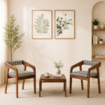 Hamilton Sheesham Wood Coffee Table Set in Antique Honey Finish With 2 Chairs