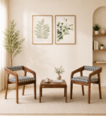 Hamilton Sheesham Wood Coffee Table Set in Antique Honey Finish With 2 Chairs