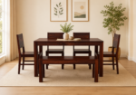 Handcrafted Sheesham Wood Dining Table 6 Seater Set for Modern Homes