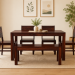 Handcrafted Sheesham Wood Dining Table 6 Seater Set for Modern Homes