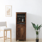Harwick Sheesham Wood Bar Cabinet in Scratch Resistant Coffee Brown Finish