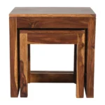Harwick Sheesham Wood Stool Set in Scratch Resistant Coffee Brown Finish - Image 2