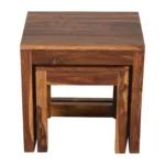 Harwick Sheesham Wood Stool Set in Scratch Resistant Coffee Brown Finish - Image 3