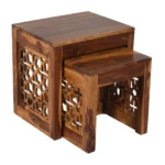 Harwick Sheesham Wood Stool Set in Scratch Resistant Coffee Brown Finish - Image 4