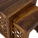 Harwick Sheesham Wood Stool Set in Scratch Resistant Coffee Brown Finish - Image 5