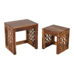 Harwick Sheesham Wood Stool Set in Scratch Resistant Coffee Brown Finish - Image 6
