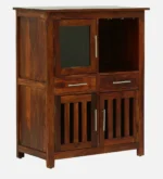 Hazelmere Sheesham Wood Bar Cabinet in Scratch Resistant Provincial Oak Finish - Image 3