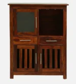 Hazelmere Sheesham Wood Bar Cabinet in Scratch Resistant Provincial Oak Finish - Image 8