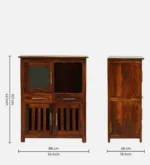 Hazelmere Sheesham Wood Bar Cabinet in Scratch Resistant Provincial Oak Finish - Image 9