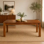 Heritage Sheesham Wood 6 Seater Dining Table with Elegant Rectangular Top in Walnut Finish