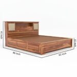 Heritage Sheesham Wood Bed with Spacious Box Storage and Walnut Finish - Image 3