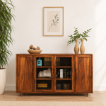 Heritage Sheesham Wood Multi-Purpose Cabinet with Spacious Shelving and Walnut Finish
