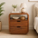 Heritage Sheesham Wood Nightstand with Storage