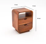 Heritage Sheesham Wood Nightstand with Storage - Image 3