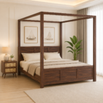 Heston Modern Wooden Poster Bed with Safety Rails