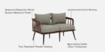 Hudson Sheesham Wood 2 Seater Sofa in Natural Finish - Image 3