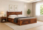 Hudson Sheesham Wood Bed with Drawer Storage in Walnut Finish