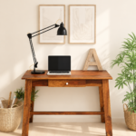 Huxley Sheesham Wood Office Study Table in Scratch Resistant Honey Oak Finish