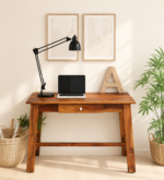 Huxley Sheesham Wood Office Study Table in Scratch Resistant Honey Oak Finish