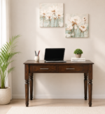 Iverson Sheesham Wood Study Table with Cabinet in Natural Teak Finish
