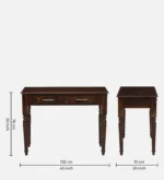 Iverson Sheesham Wood Study Table with Cabinet in Natural Teak Finish - Image 3
