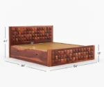 Jasper Sheesham Wood Storage Bed with Cushioned Headboard - Image 3