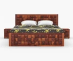 Jasper Sheesham Wood Storage Bed with Cushioned Headboard - Image 4