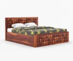 Jasper Sheesham Wood Storage Bed with Cushioned Headboard - Image 5