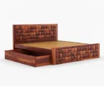 Jasper Sheesham Wood Storage Bed with Cushioned Headboard - Image 6