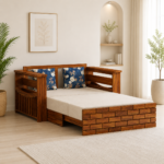 Kastwood Sheesham Wood Sofa Cum Bed in Scratch Resistant Honey Oak Finish