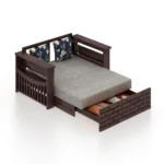 Kastwood Sheesham Wood Sofa Cum Bed in Scratch Resistant Honey Oak Finish - Image 3