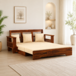 Kingsley Sheesham Wood Sofa Cum Bed in Scratch Resistant Espresso Finish