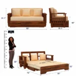 Kingsley Sheesham Wood Sofa Cum Bed in Scratch Resistant Espresso Finish - Image 6