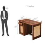 Kingsley Sheesham Wood Writing Desk in Provincial Oak Finish - Image 3
