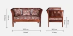 Kyoto Sheesham Wood 2 Seater Sofa in Rustic Teak Finish - Image 2