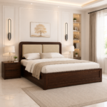 Kyoto Sheesham Wood Bed with Box Storage in Dark Walnut Finish