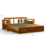 Kyoto Sheesham Wood Sofa Cum Bed with Storage in Honey Finish - Image 4
