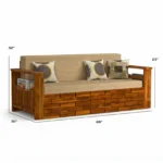 Kyoto Sheesham Wood Sofa Cum Bed with Storage in Honey Finish - Image 3