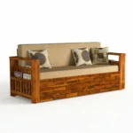 Kyoto Sheesham Wood Sofa Cum Bed with Storage in Honey Finish - Image 5